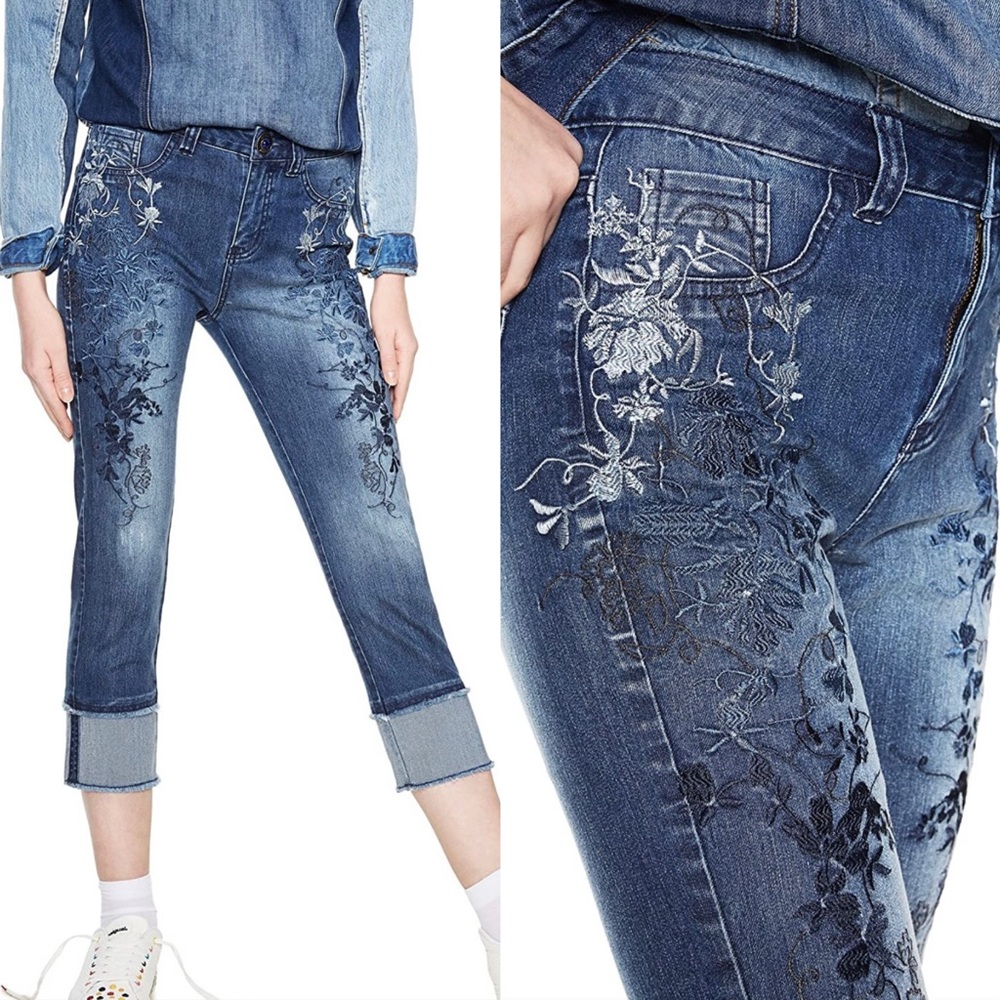 Desigual Blue Ankle Cropped Jeans